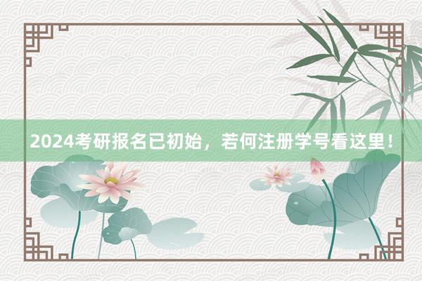 2024考研报名已初始，若何注册学号看这里！