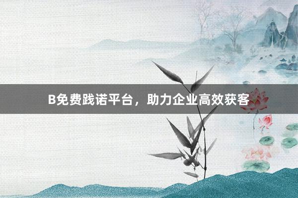 B免费践诺平台，助力企业高效获客